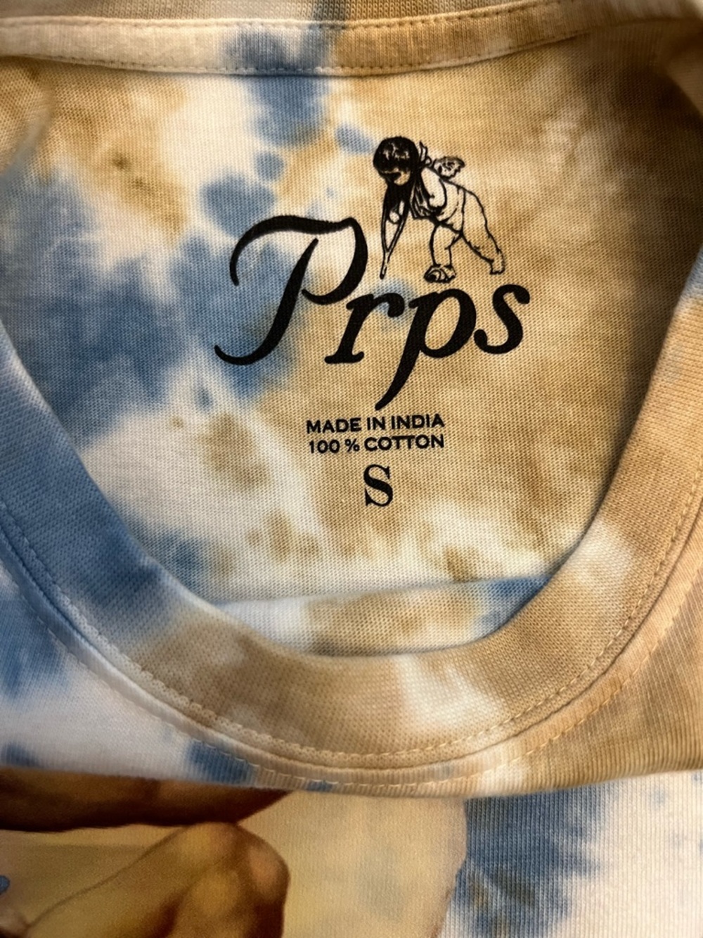 PRPS Blue and Tan Tie-Dye Graphic Short Sleeve Tee - Picture 3 of 3